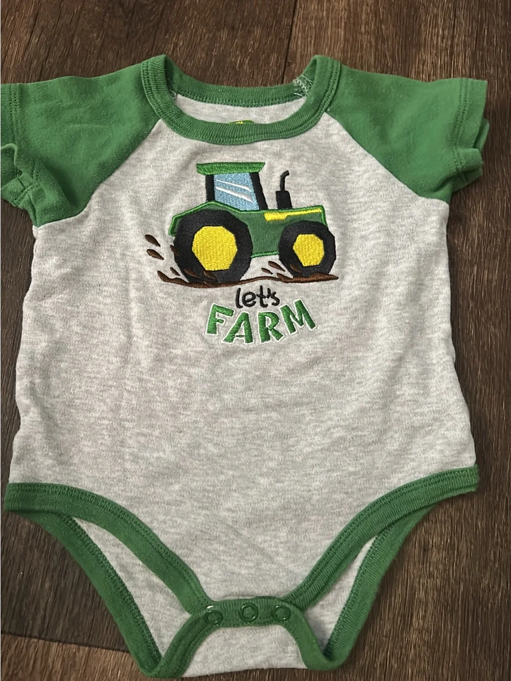 John Deere Green and Yellow Tractor Baby Bodysuit
